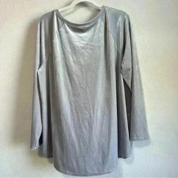 LOFT Lounge Women’s Gray‎ Velvet Pullover Top Size L - Picture 2 of 8